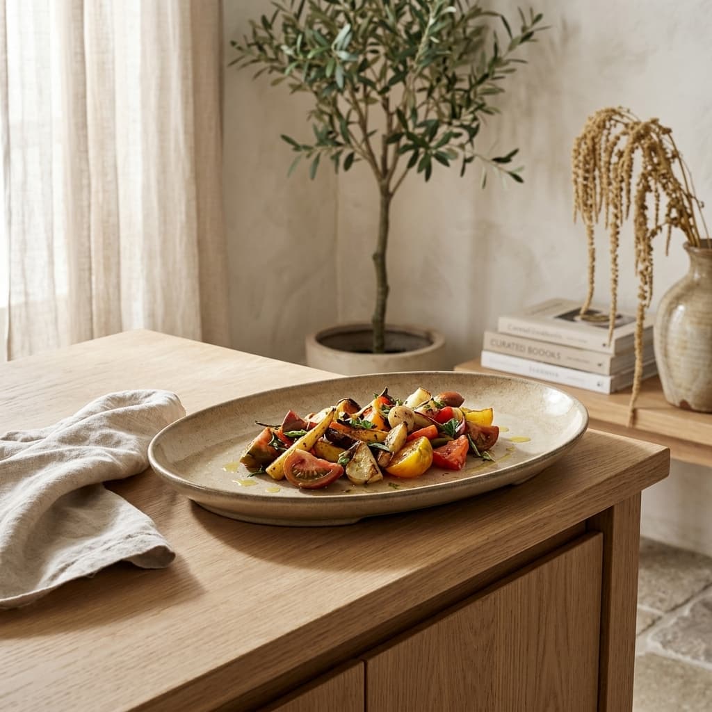 Elma Stoneware Oval Platter - mood