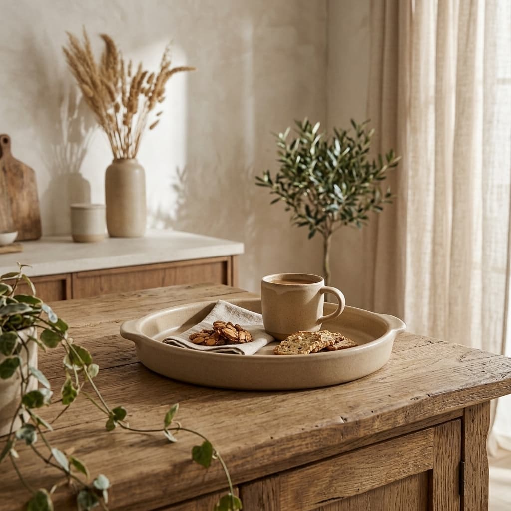 Elma Stoneware Round Tray - mood